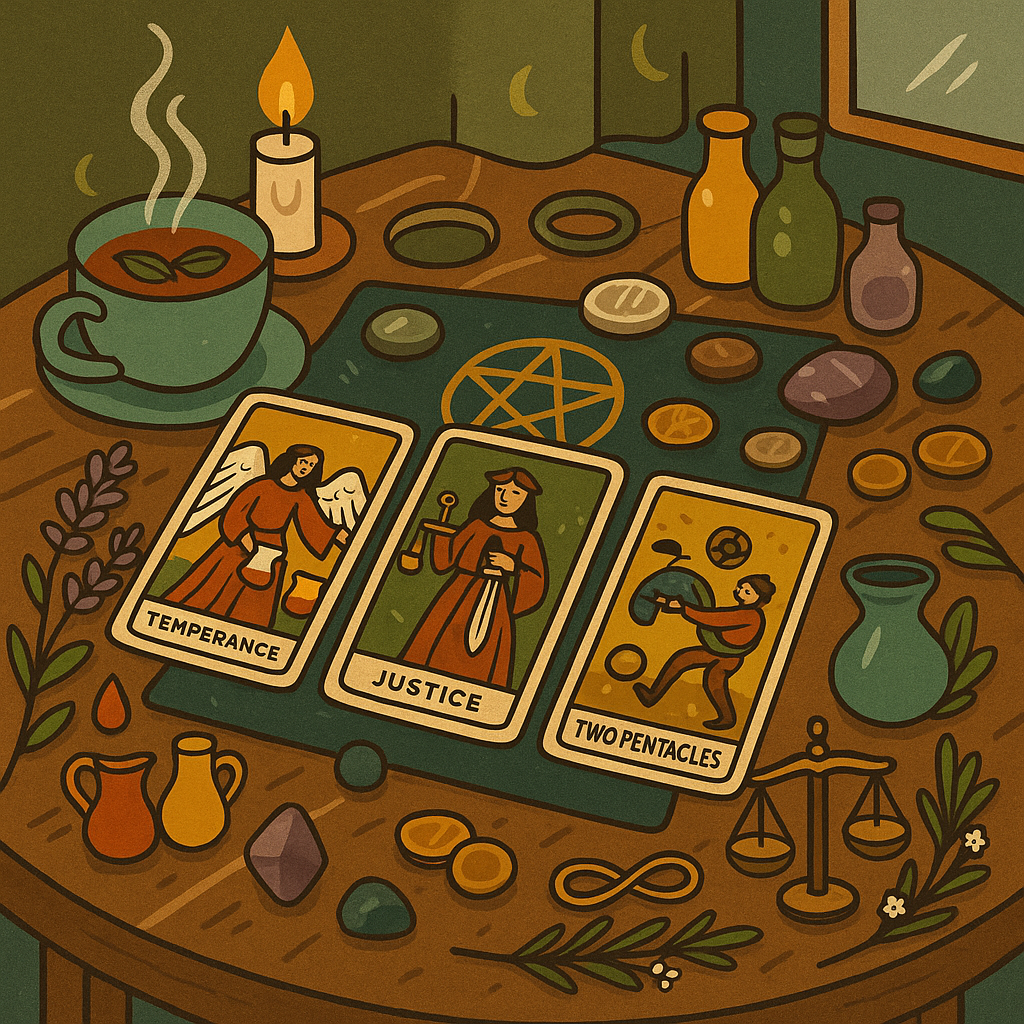Illustration suggesting handpicked wares and symbolic objects