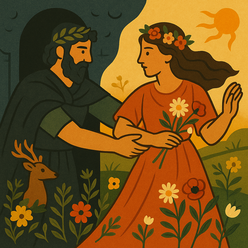 Illustration evoking warm food, myth, and hospitality