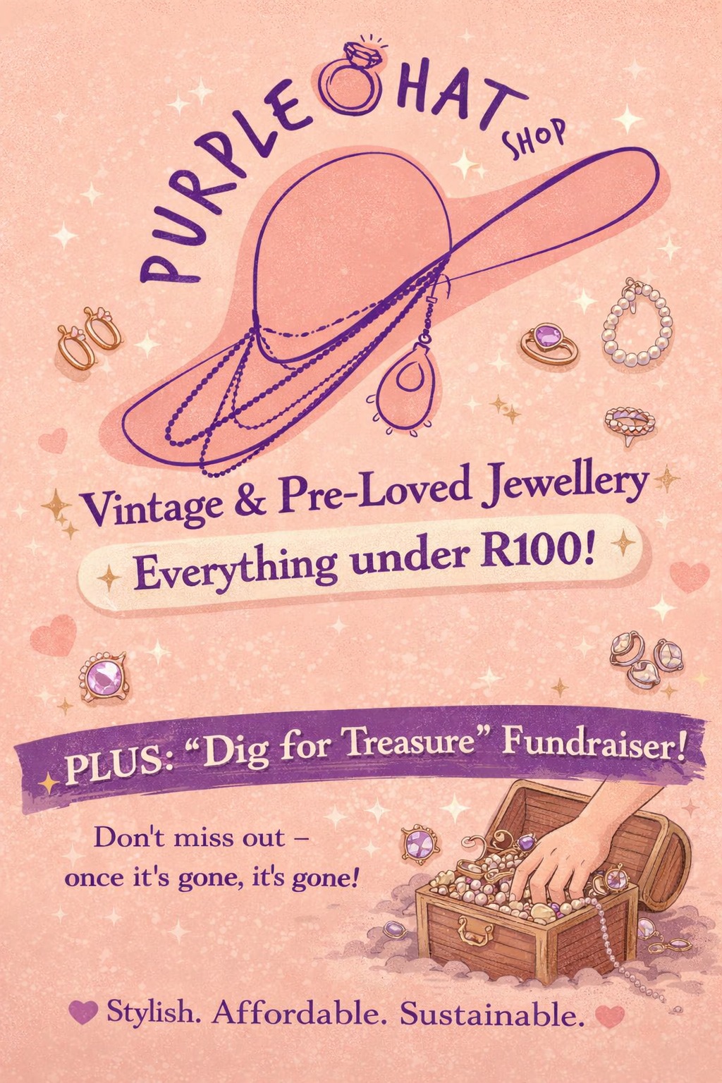 Purple Hat Jewellery poster by Fiona