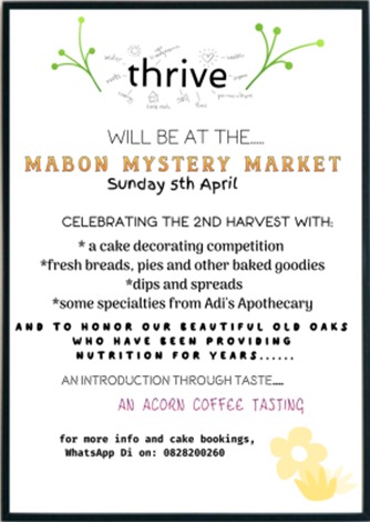 Thrive with Di Vd Walt — baked goods, dips, and acorn coffee